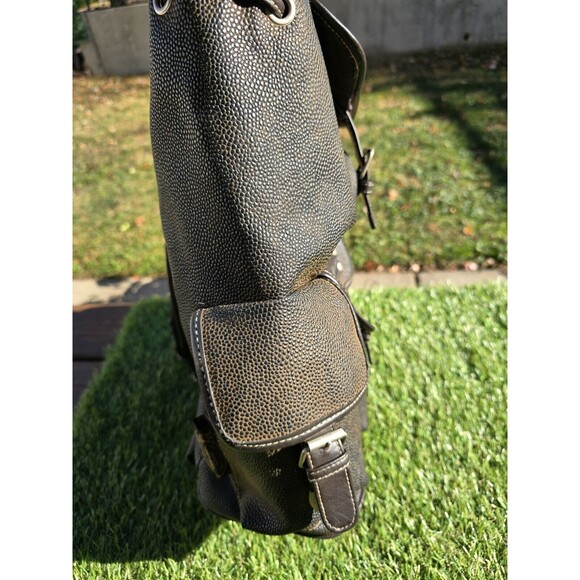 Vtg Walt Disney World Large Rucksack Backpack Brown Faux Leather 3 Pockets - Picture 10 of 16